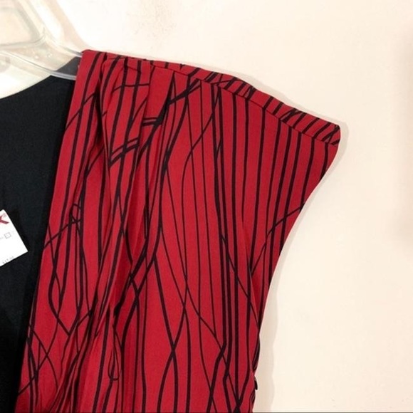 Asymmetrical Red Abstract Faux Wrap Cocktail Dress - Picture 7 of 11